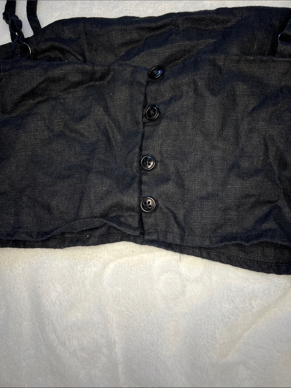 Reformation Black Square-Neck Cropped Camisole 100% Linen - Picture 5 of 7